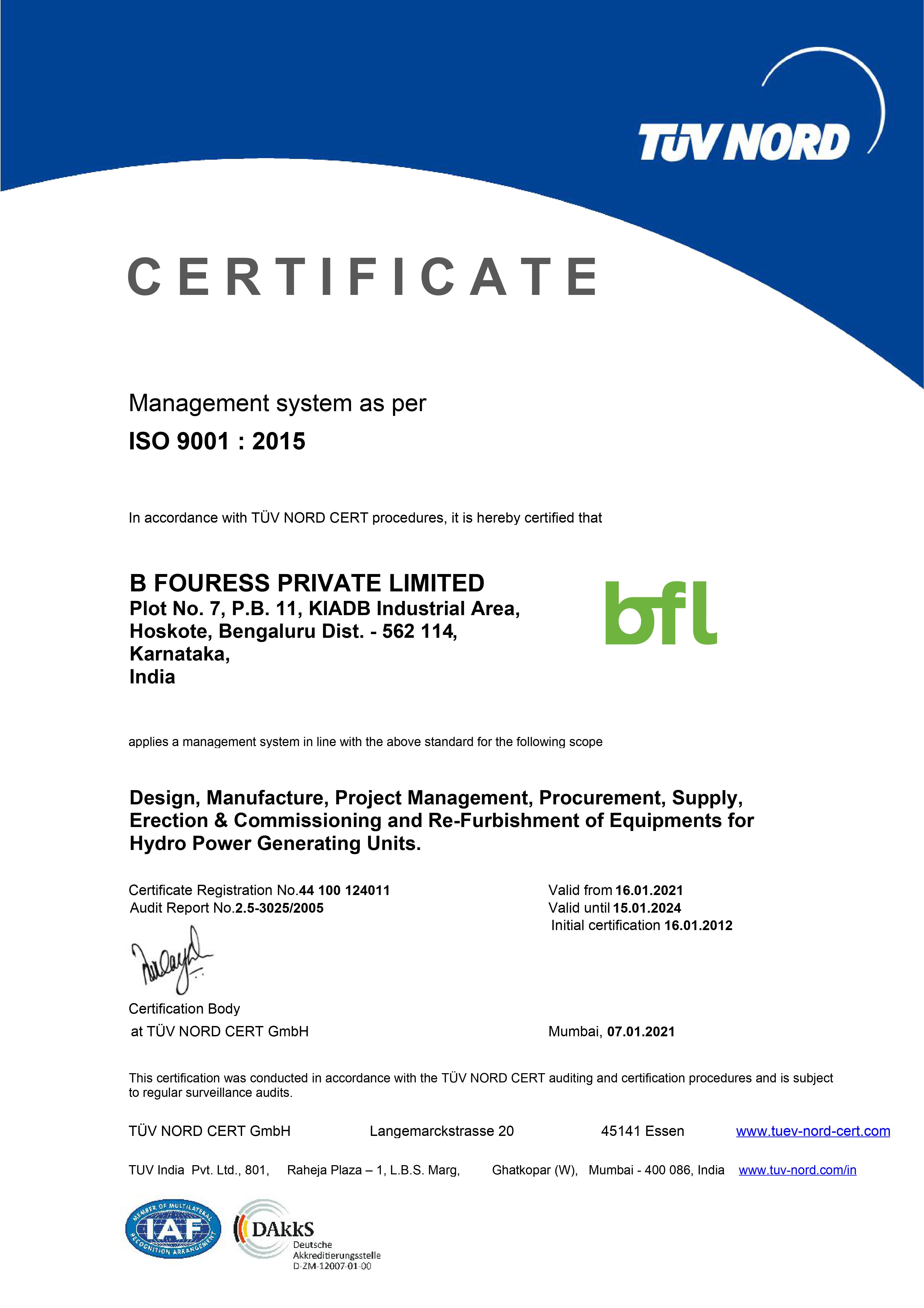 ISO 9001 Certificate